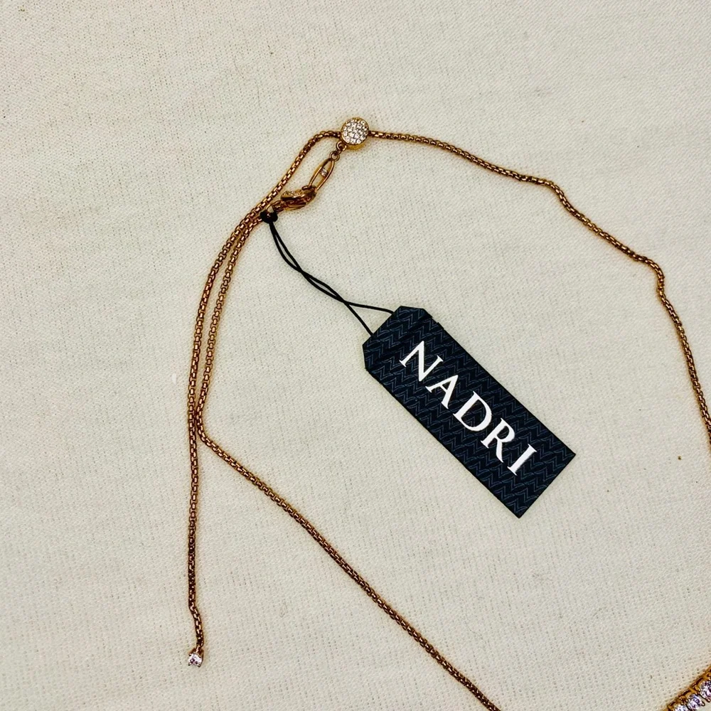 Nadri Rose Gold Pave Necklace Tennis Choker - Picture 7 of 12